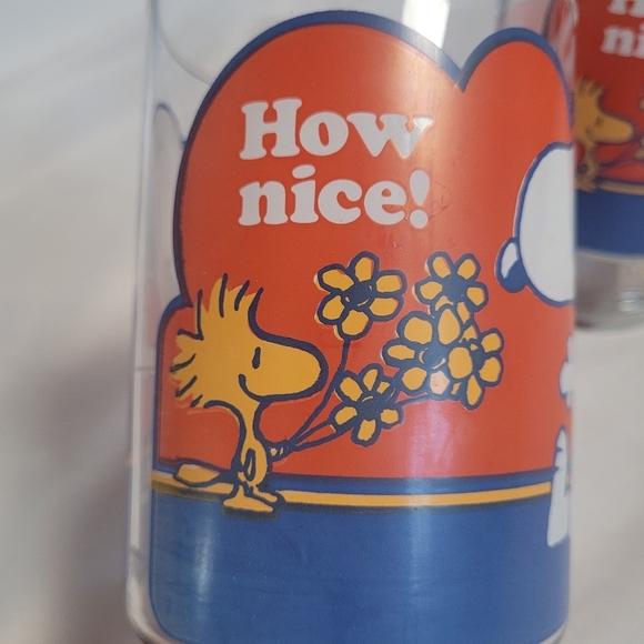 Peanuts Snoopy & Woodstock Big "How Nice" VTG Lot of 2 Glasses - Picture 3 of 10